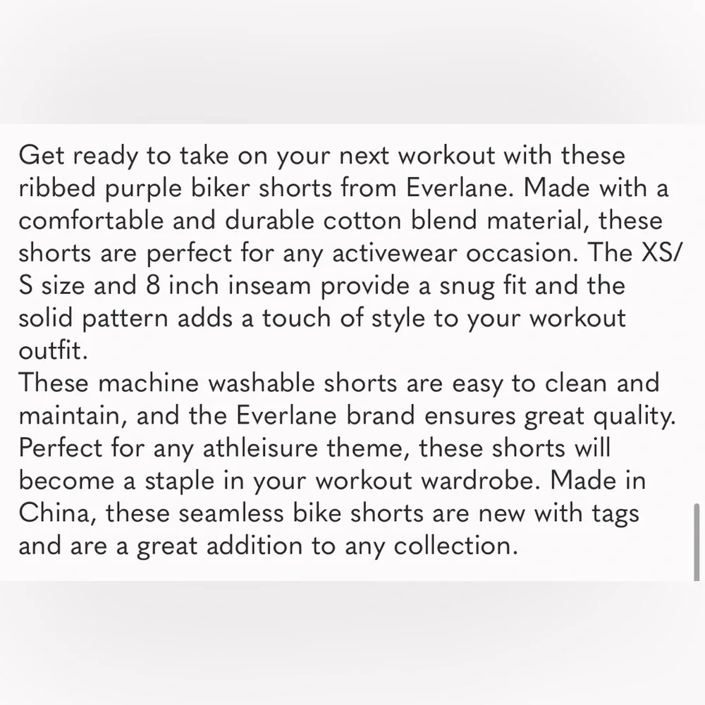 Nwt Everlane The Seamless Bike Shorts Ribbed Purple, Size XS/S - Picture 2 of 10